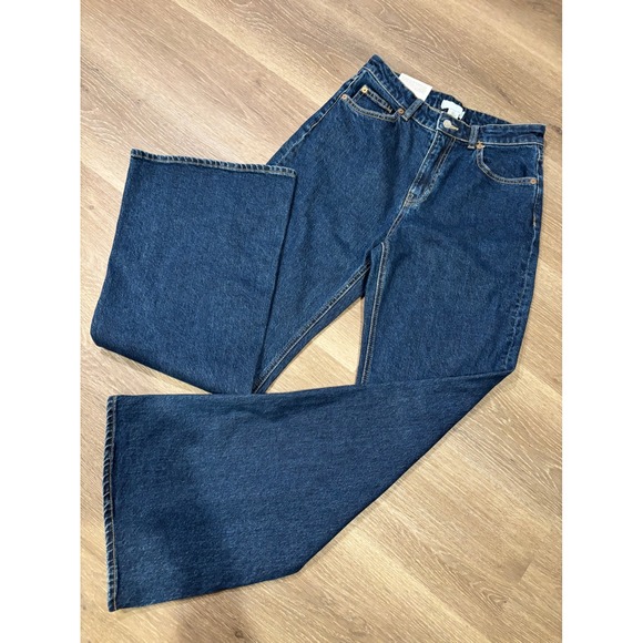 H&M Denim - HM High Waist Flare Jeans Dark Wash Full Length Denim Womens Size 6 NEW Boho